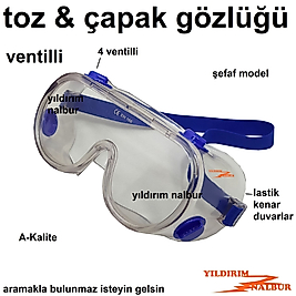 TOZ GÖZLÜĞÜ VENTİLLİ ÇAPAK GÖZLÜĞÜ KORUMA GÖZLÜĞÜ ŞEFFAF RENK KALİTE