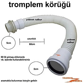 50 LİK TROMPLEM KÖRÜĞÜ 60CM AKORDİYON KÖRÜK PLASTİK EK YAPMA BORUSU