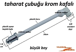 KLOZET TAHARAT ÇUBUĞU PLASTİK KROM KAFA 20CM TAHARET BORUSU OYNAR KAFA