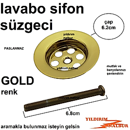 LAVABO SİFON SÜZGECİ GOLD ALTIN RENK BANYO MUTFAK LAVABO GİDER SÜZGEC