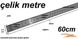 ÇELİK METRE 60CM BÜYÜK BOY ÇELİK CETVEL 60LIK DEMİR ÇELİK ÖLÇÜ CETVELİ