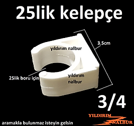 10 ADET 25 LİK TEKLİ KELEPÇE BORU KELEPÇESİ ÜÇ ÇEYREK DUVARA MONTAJ KELEPÇE