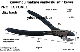 PROFESYONEL 1.K KUYUMCU MAKASI DÜZ BAŞLI YAN KESKİ SIFIR KESER YANKESKİ GÜMÜŞÇÜ PENSE