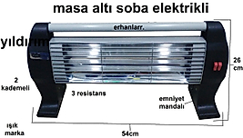 MASA ALTI ELEKTİRİKLİ AYAK ISITICI SOBA 2 KADEMELİ 3 RESİST