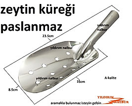ZEYTİN KÜREĞİ PASLANMAZ ÇELİK KÜREK GIDA KÜREĞİ ŞARKÜTERİ