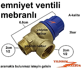 1/2 MEBRANLI EMNİYET VENTİLİ 3 BAR TERMOSİFON KOMBİ EMNİYET VENTİLİ