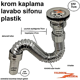 KROM KAPLAMA DEKORATİF LAVABO SİFONU KÖRÜKLÜ PLASTİK LÜKS MODEL LAVABO GİDER