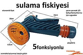 BAHÇE SULAMA TABANCA 5 FONKSİYON PLASTİK HORTUM TABANCASI FİSKİYESİ TETİKLİ AYARLI ÇİÇEK SULAMA