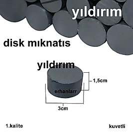 MIKNATIS SİYAH YUVARLAK YASSI DİSK MIKLATIS 30X15 KALİTELİ KUVETLİ