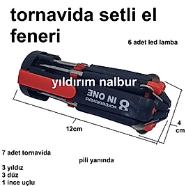 TORNAVİDA SETİ 7 BAŞLI LED IŞIKLI PORTATİF TORNAVİDA YILDIZ DÜZ