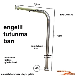 ENGELLİ TUTUNMA BARI 75CM EKONOMİK FİYAT BANYO TUTAMAK YAŞLI TUTUNMA BARI YERDEN DUVARA