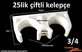 10 ADET 25MM PPRC PLASTİK ÇİFTLİ KELEPÇE 3/4 PLASTİK BORU KELEPÇESİ İKİLİ