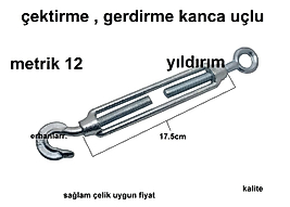 GERDİRME ÇEKTİRME GALVANİZ M12 17.5CM BÜYÜK BOY 1.SINIF