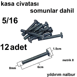 KASA CİVATASI 8X60 12 ADET SOMUNLAR DAHİL KASA KALİTELİ