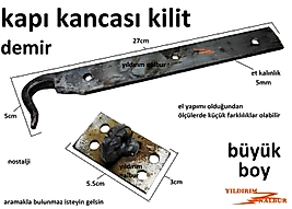 BÜYÜK BOY KAPI KİLİDİ ZERZE NOSTAJİ ESKİLERDEN KANCALI KİLİT DEMİR KALIN DUBLE BOY