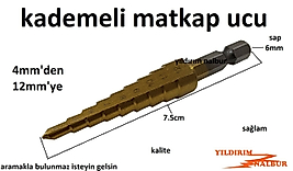 KADEMELİ MATKAP UCU 4MM X 12MM KÜÇÜK BOY HOBİ TİPİ MATKAP UCU