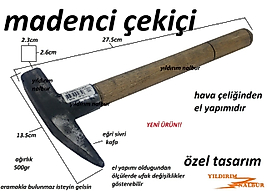 MADENCİ ÇEKİCİ ÇELİK EĞRİ SİVRİ ÇEKİÇ ARKEOLOG KAZI KAZMA SAPLI MİNİ ÇEKİÇ