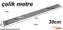 ÇELİK METRE 30CM ORTA BOY ÇELİK CETVEL 30LIK METAL CETVEL