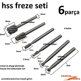 FREZE SETİ 6 PARÇA ELMAS HSS FREZE KARBÜR SET KALIPÇI FREZE