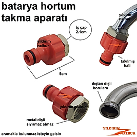 BATARYA HORTUM BAĞLAMA APARATI METAL DİŞ İÇ DİŞ MUSLUK HORTUM TAKMA UCU