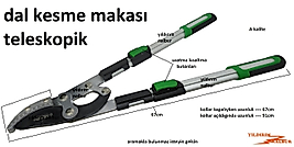 YÜKSEK DAL KESME MAKASI TELESKOPİK UZAYAN SAPLI BUDAMA MAKASI ALÜMİNYUM SAP ÇİM MAKASI