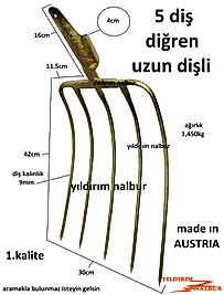UZUN BOY DİĞREN 5 UZUN DİŞ KALİTELİ YABA SAMAN DİRGEN AVUSTURYA DUBLE BÜYÜK BOY BEŞLİK