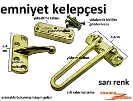 ÇELİK KAPI EMNİYET KELEPÇESİ SARI RENK KALIN RENK HIRSIZ KİLİDİ