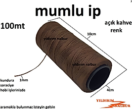 MUMLU İP 100MT 1MM İNCE AÇIK KAHVE RENK SAĞLAM AYAKKABI İPİ