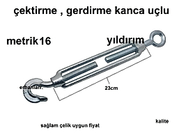 GERDİRME ÇEKTİRME GALVANİZ M16 23CM DUBLE BÜYÜK UZUN BOYLU