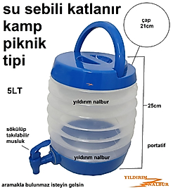 SU SEBİLİ 5 LT KAMP TİPİ KATLANIR MUSLUKLU PORTATİF PİKNİK SU SEBİLİ