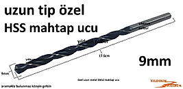 HSS METAL MATKAP UCU 9MM UZUN TİP DEMİR DELME 9LUK KALİTE 17CMLİK