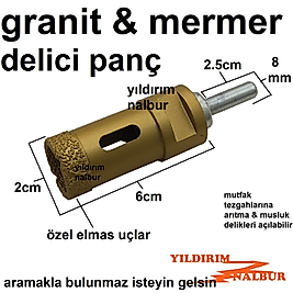 20MM GRANİT MERMER SERAMİK DELME ELMASLI PANÇ APARAT TEZGAH DELME APARATI KALİTE