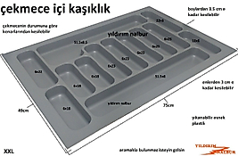 MUTFAK ÇEKMECE İÇİ 75X49 XXL DUBLE KAŞIKLIK ÇATALLIK MUTFAK KAŞIK ÇATAL