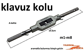 KLAVUZ KOLU MİNİ BOY M1-M8 DİŞ AÇMA KOLU KÜÇÜK BOY KLAVUZ DİŞ AÇMA
