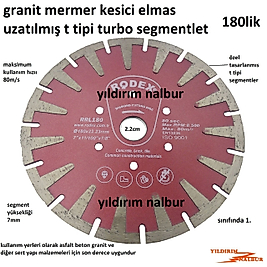 MERMER KESİCİ 180LİK T TİPİ TURBO BÜYÜK BOY ELMAS GRANİT KESME ELMAS SOĞUTMALI KURU SULU KESİM