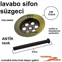 LAVABO SİFON SÜZGECİ ANTİK ESKİTME RENK BANYO MUTFAK LAVABO GİDER SÜZGEC