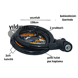 BİSİKLET KİLİDİ 1.5MT MOTOR KİLİDİ KALIN 1.KALİT