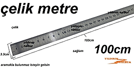 ÇELİK METRE 100CM DUBLE UZUN BOY ÇELİK CETVEL 1 METRE ŞERİT ÇELİK CETVEL