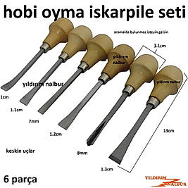 AHŞAP OYMA SETİ 6 PARÇA TOP BAŞLI EUYGUN FİYAT İSKARPİLE TAKIMI HOBİ SET AĞAÇ YONTMA SET