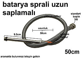 BATARYA BORUSU 50 CM BAĞLANTI SPRALİ UZUN UÇLU MUSLUK HORTUMU