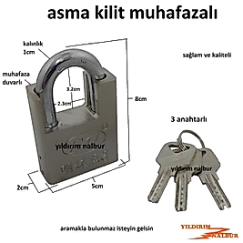 ASMA KİLİT ÇELİK MUHAFAZALI 3 ANAHTAR EMNİYET KİLİDİ