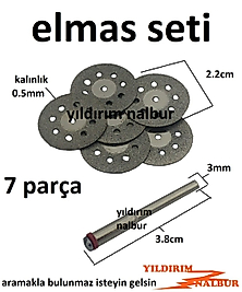 KALIPÇI ELMAS SETİ HOBİ CAM KESME ELMAS 7 PARÇA EKONOMİK TAŞLAMA SET