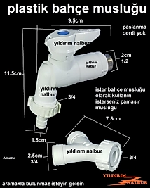 PLASTİK BAHÇE MUSLUĞU 1/2 ÇAMAŞIR MUSLUĞU ÇATAL HEDİYELİ KÜRESEL VANA