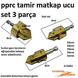 MATKAP UCU SET 3 LÜ PPRC TAMİR SERİ PLASTİK BORU TAMİR DELME SETİ TESİSATÇI MATKAP UCU