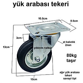 YÜK ARABASI TEKERLEK 100LÜK SANAYİ TİPİ TEKERLEK TEZGAH SEHPA TEKER
