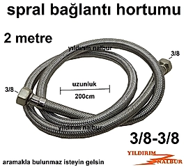 SPRAL BAĞLANTI 200 CM 3/8-3/8 BAĞLANTI SPRALİ ÇELİK HORTUM ÇOK UZUN
