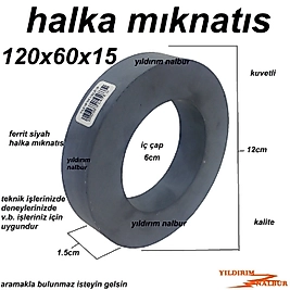 MIKNATIS HALKA SİYAH 120X60X15 YUVARLAK MIKLATIS HALKA 12 SANTİMLİK DAİRE