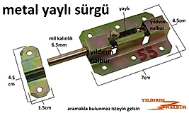 METAL SÜRGÜ YAYLI SÜRGÜ ORTA BOY KAPI SÜRGÜSÜ WC KAPI