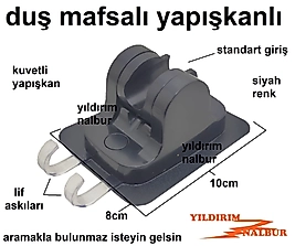 DUŞ MAFSALI YAPIŞKANLI LİF ASKILI FİSKİYE OTURAĞI BANYO EL DUŞU SEHPASI PLASTİK SİYAH