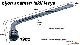 BİJON ANAHTARI 19NO LEVYE TEKLİ ÇELİK LASTİK ANAHTARI TAMİR ANAHTARI SAĞLAM